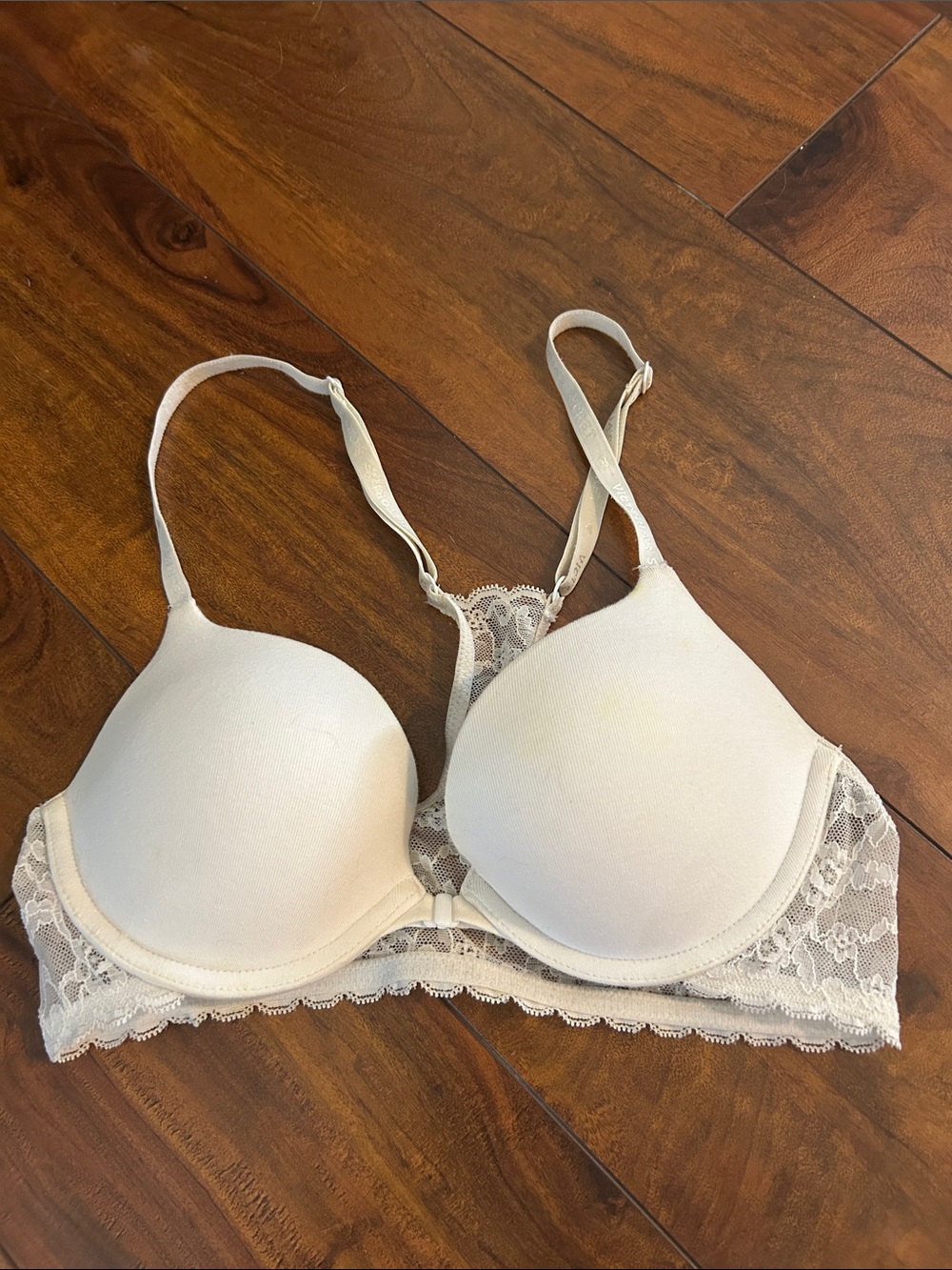 Women’s Racerback Lace Push-up T-Shirt Bra - Cream